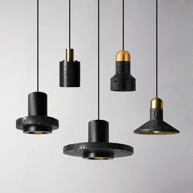 Industrial iron chandelier with adjustable height mechanism in black or gold finish for bar table lighting