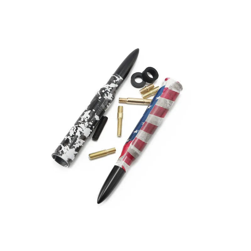 14cm camouflage flag vehicle antenna for bullet car modification in black, green, or American flag colours