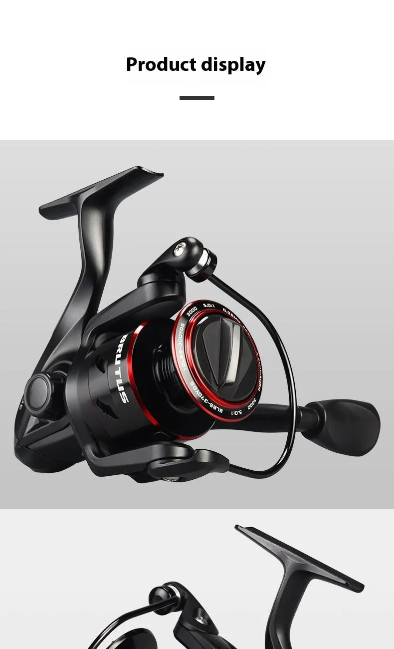 All-metal fishing spinning reel with telescopic fishing rod in four series options