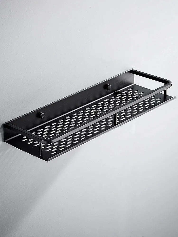 Aluminium two-tier bathroom storage rack with 30cm to 60cm width options and 50KG load