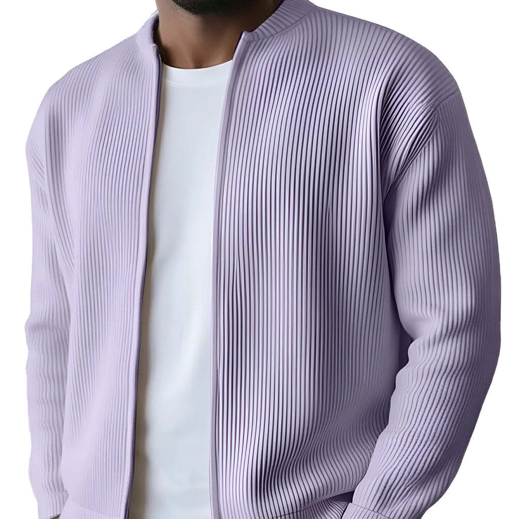 Men's casual sweater-style jacket in solid colour polyester, sizes S to 6XL, middle-aged male casual wear