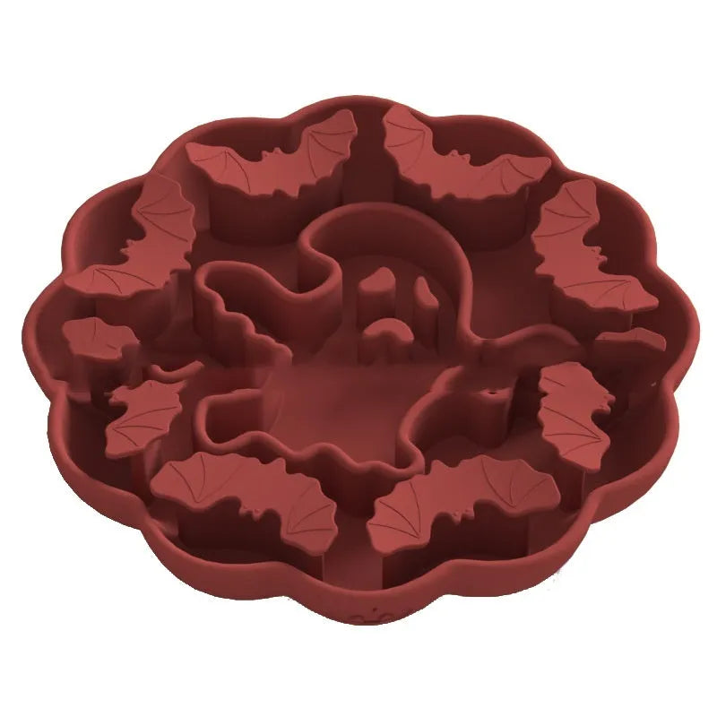 Edible silicone slow feeding dog bowl in Halloween colours with anti-tumble design