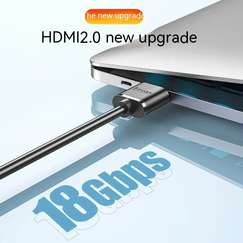 HDMI computer video cable with gold-plated connectors and flexible thin design in hairline finish
