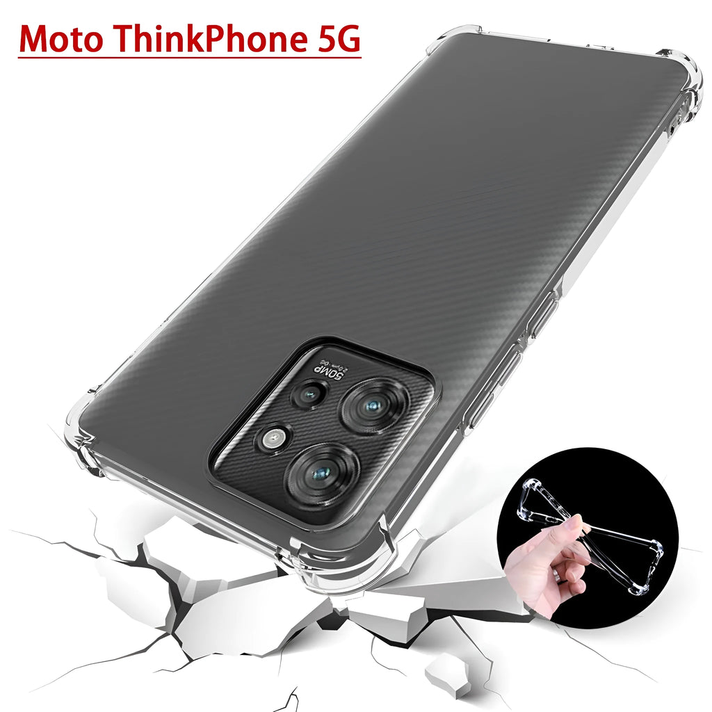 Transparent anti-drop phone case with four-corner airbag protection for Moto ThinkPhone 5G