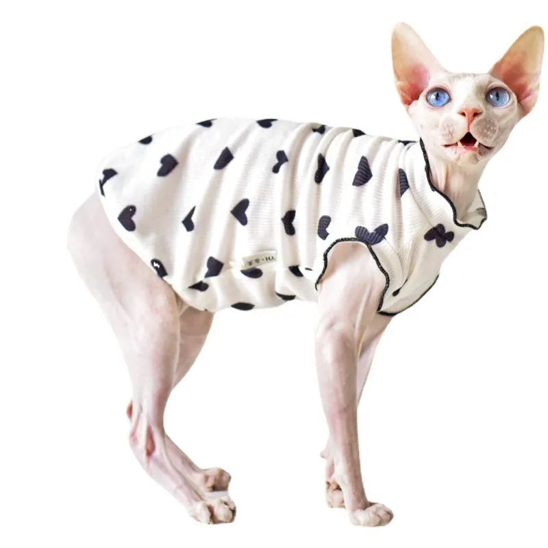 Sleeveless rubber cat vest for summer warmth, available in multiple colours and sizes XS to XXL