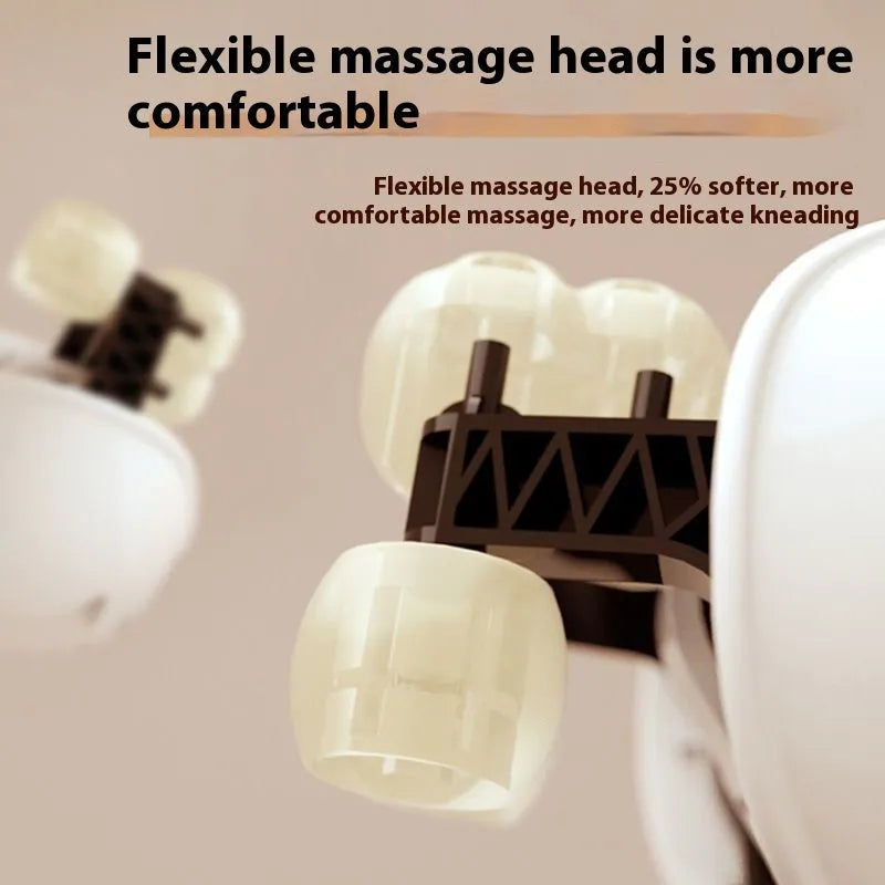 Blue foldable electric neck and shoulder massager with heating function on a table