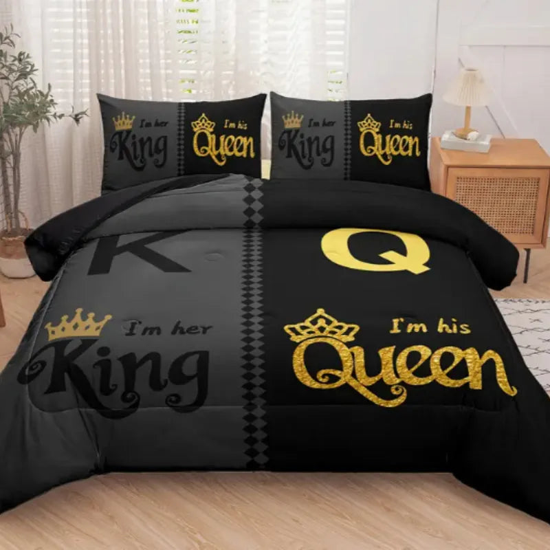 Three piece light grey digital printed quilt cover set with polyester cotton sanded finish