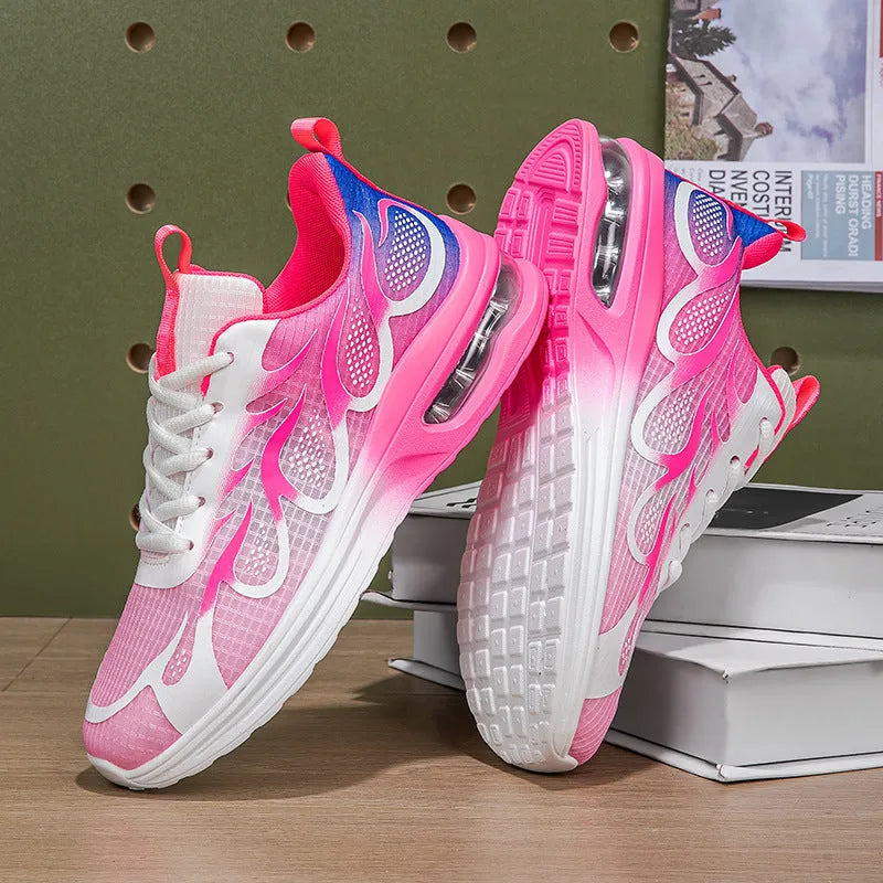 Women's mesh sneakers in pink, plum red, and moonlight colours with PU sole