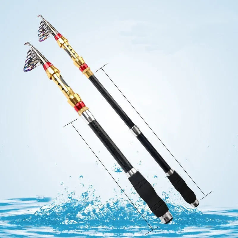 Carbon fibre telescopic spinning fishing rod for sea fishing with metal handle