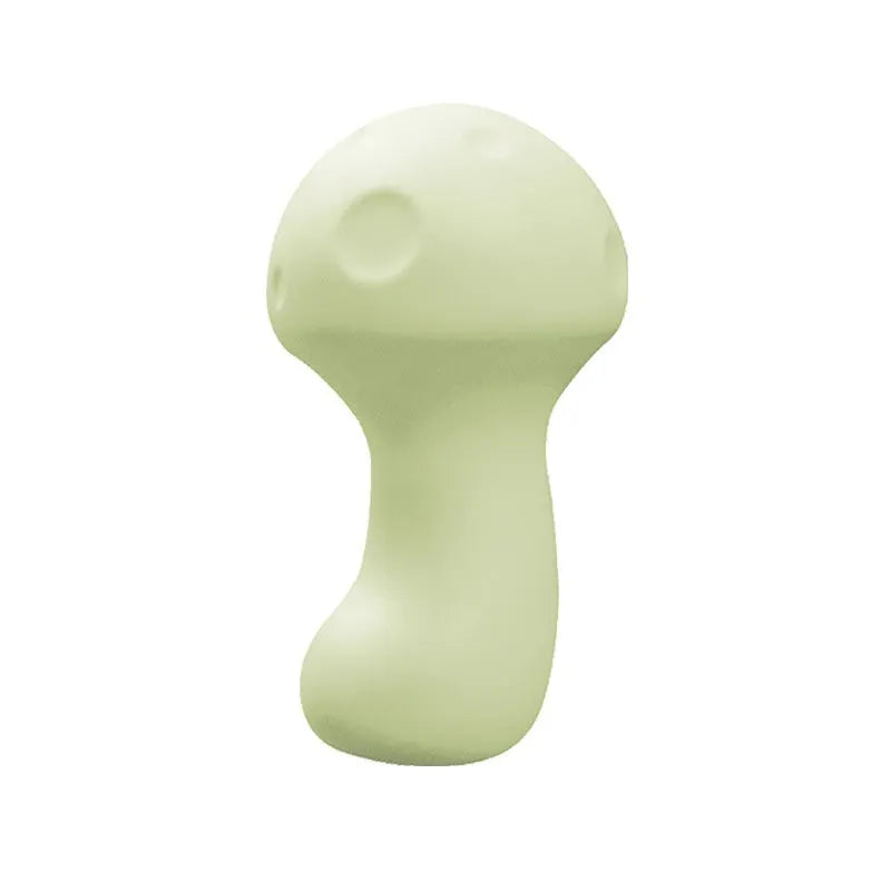 Green silicone mushroom vibrator with button control, a training toy for women