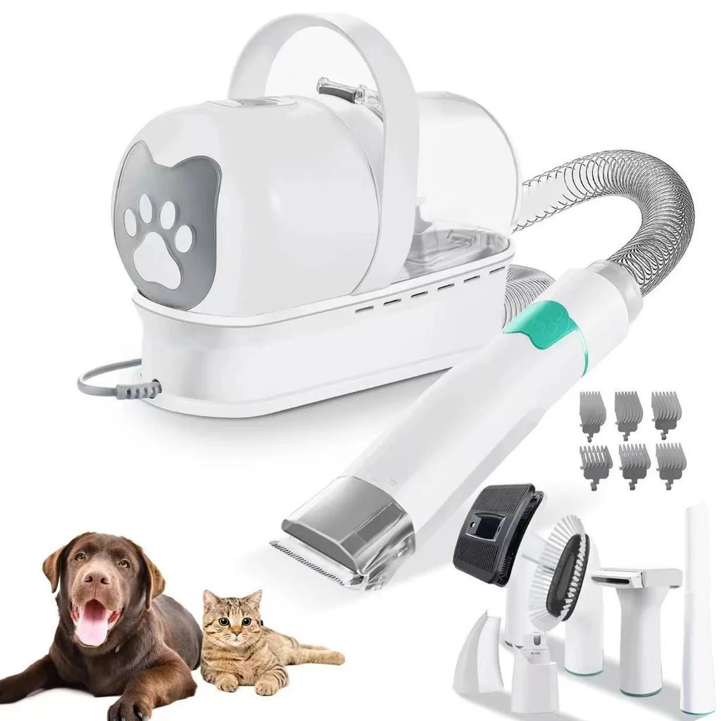 White ABS plastic corded pet grooming device with vacuum trimming function for dogs