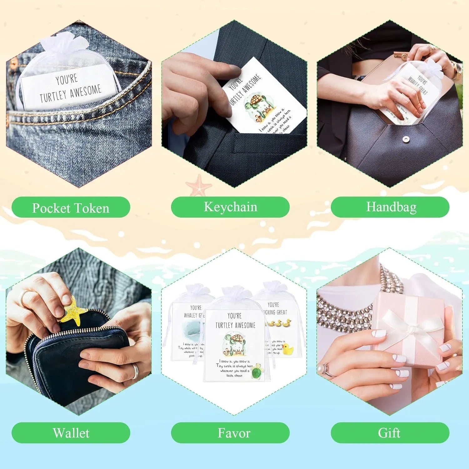 Resin motivational greeting cards with pun inspirational text in various set sizes