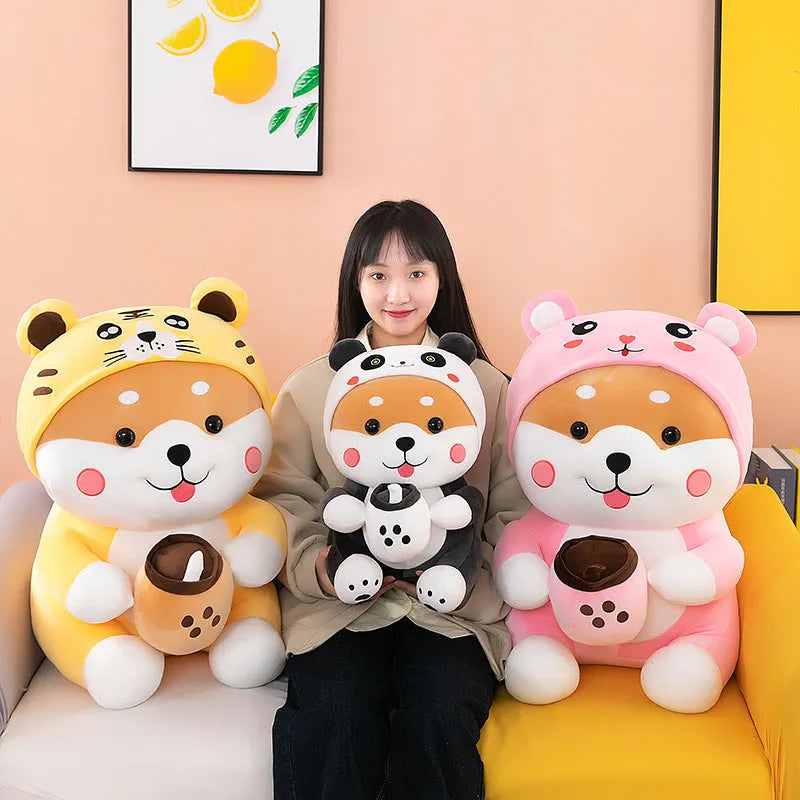 65cm mascot plush toy in pink with four-sided stretch fleece fabric and down cotton filling