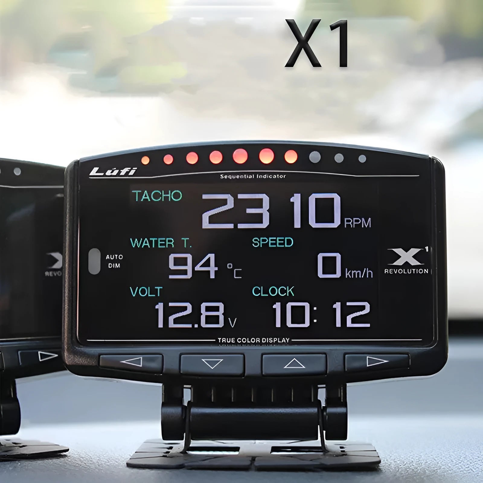 X1 Automotive OBD Instrument with LED display, metal construction, 10mm thickness