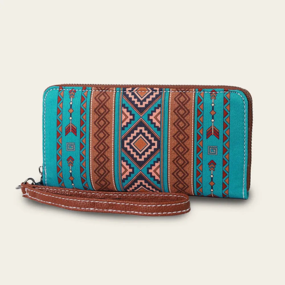 Bohemian stripe canvas RFID wallet with anti-theft protection in multiple colour options