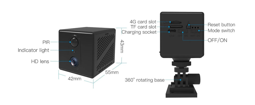 Wireless 4G indoor surveillance camera with 3MP resolution and 10 metre infrared night vision