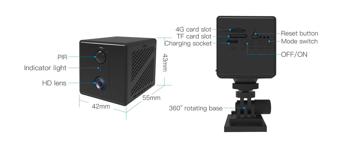 Wireless 4G indoor surveillance camera with 3MP resolution and 10 metre infrared night vision