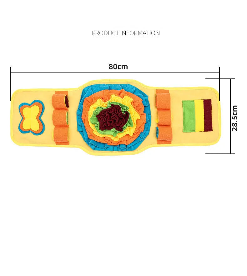 Blue pet sniff mat watch-style design with anti-slip base for slow feeding and nosework training for dogs