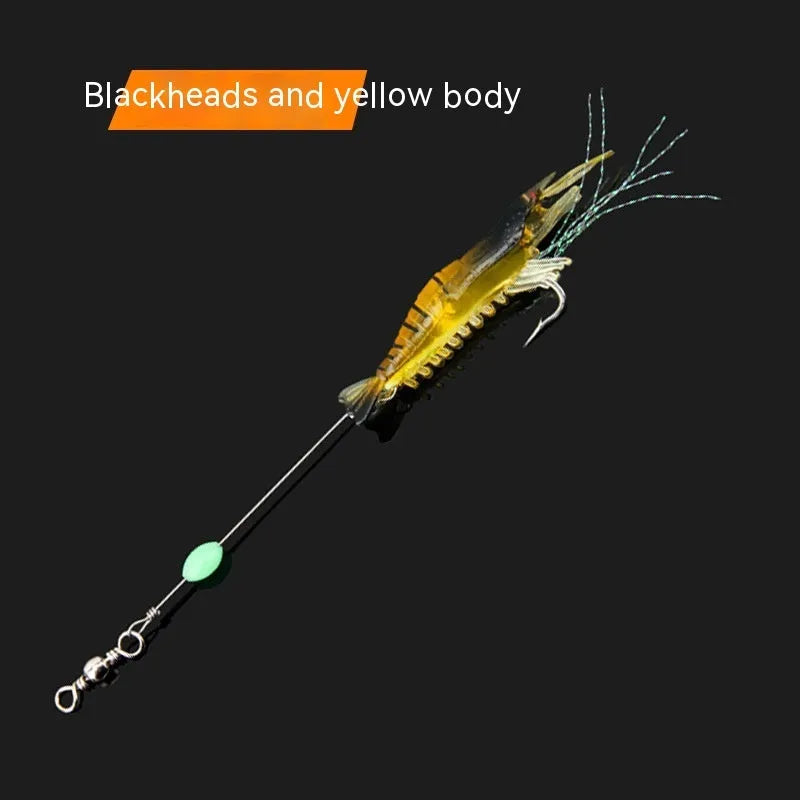 Soft plastic fishing lure set with hooks in six colour variations including luminous options