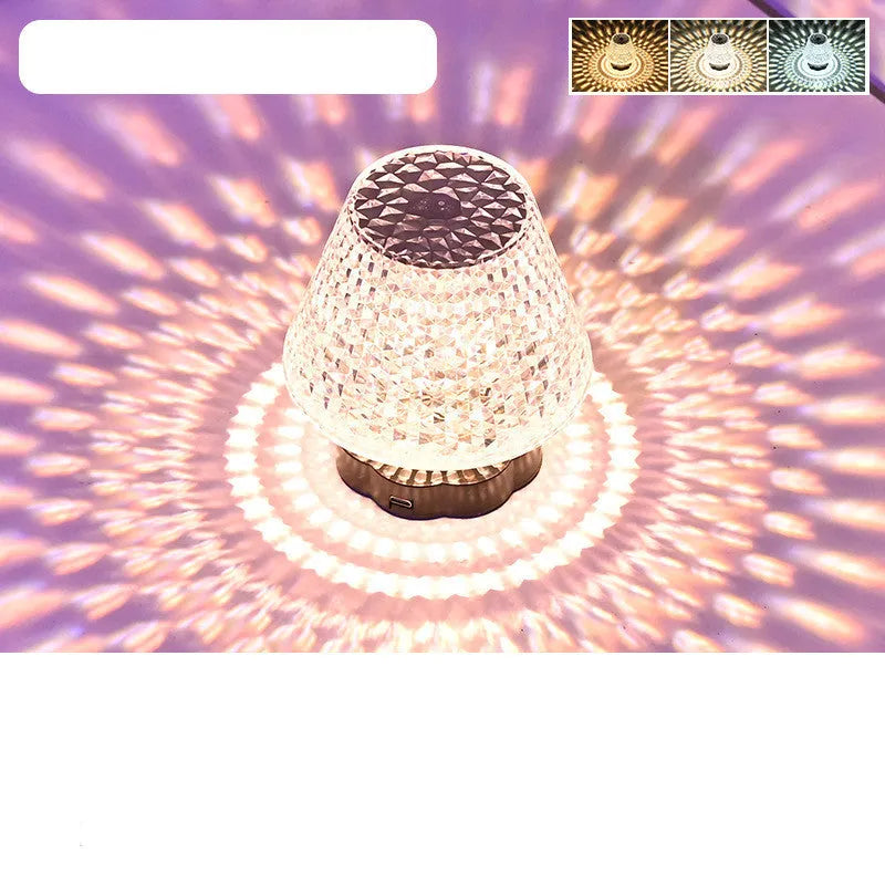 Crystal decorative table lamp with touch sensor base and LED lighting