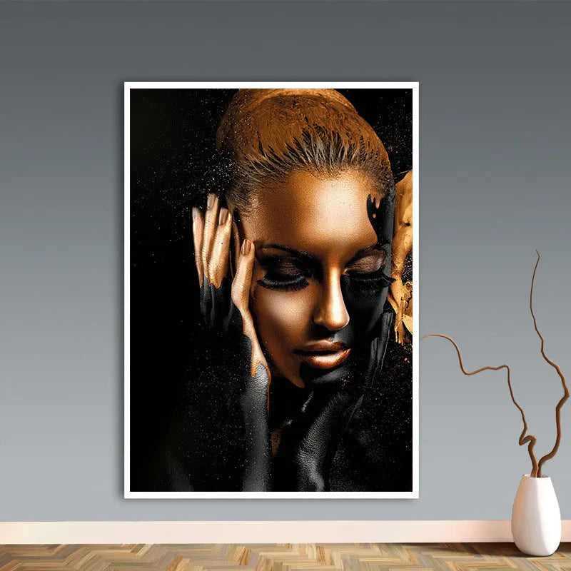 HD canvas wall painting African woman still life spray paint decor