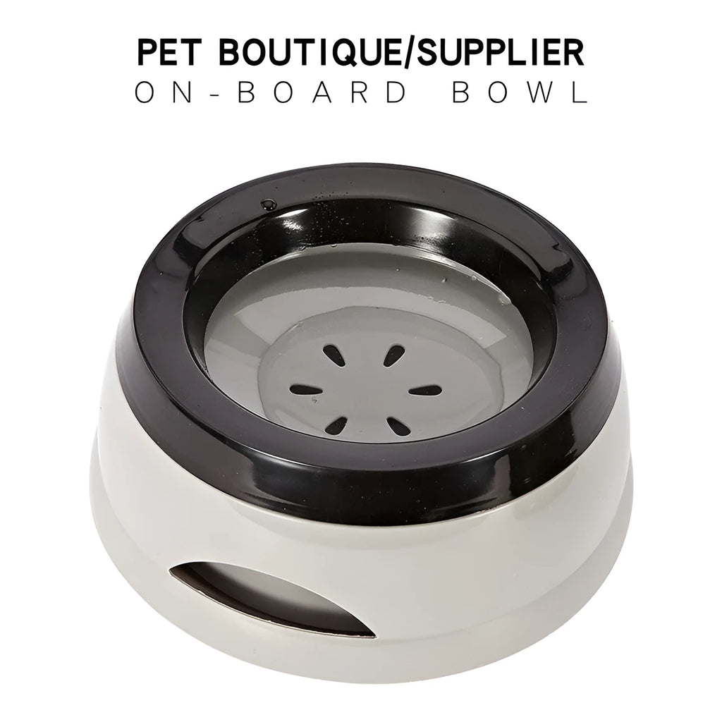 Blue PP plastic pet water bowl with floating design for dogs and cats, showing 750ml capacity.