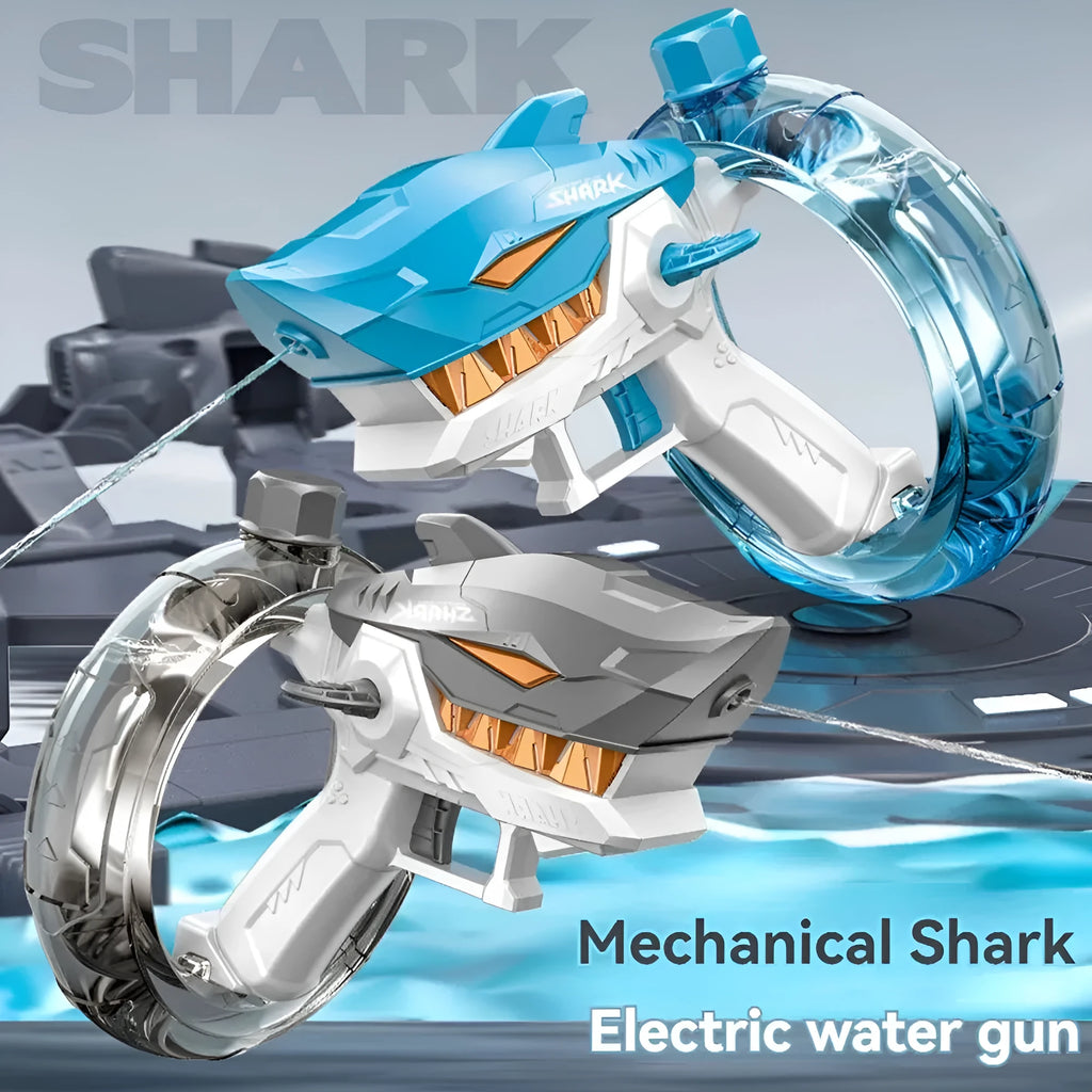 Shark electric water gun toy with automatic continuous fire mode for outdoor summer water play