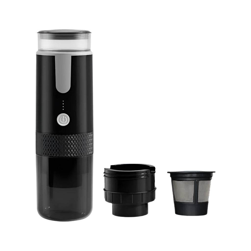 Black portable K-Cup coffee machine for vehicle use and outdoor camping