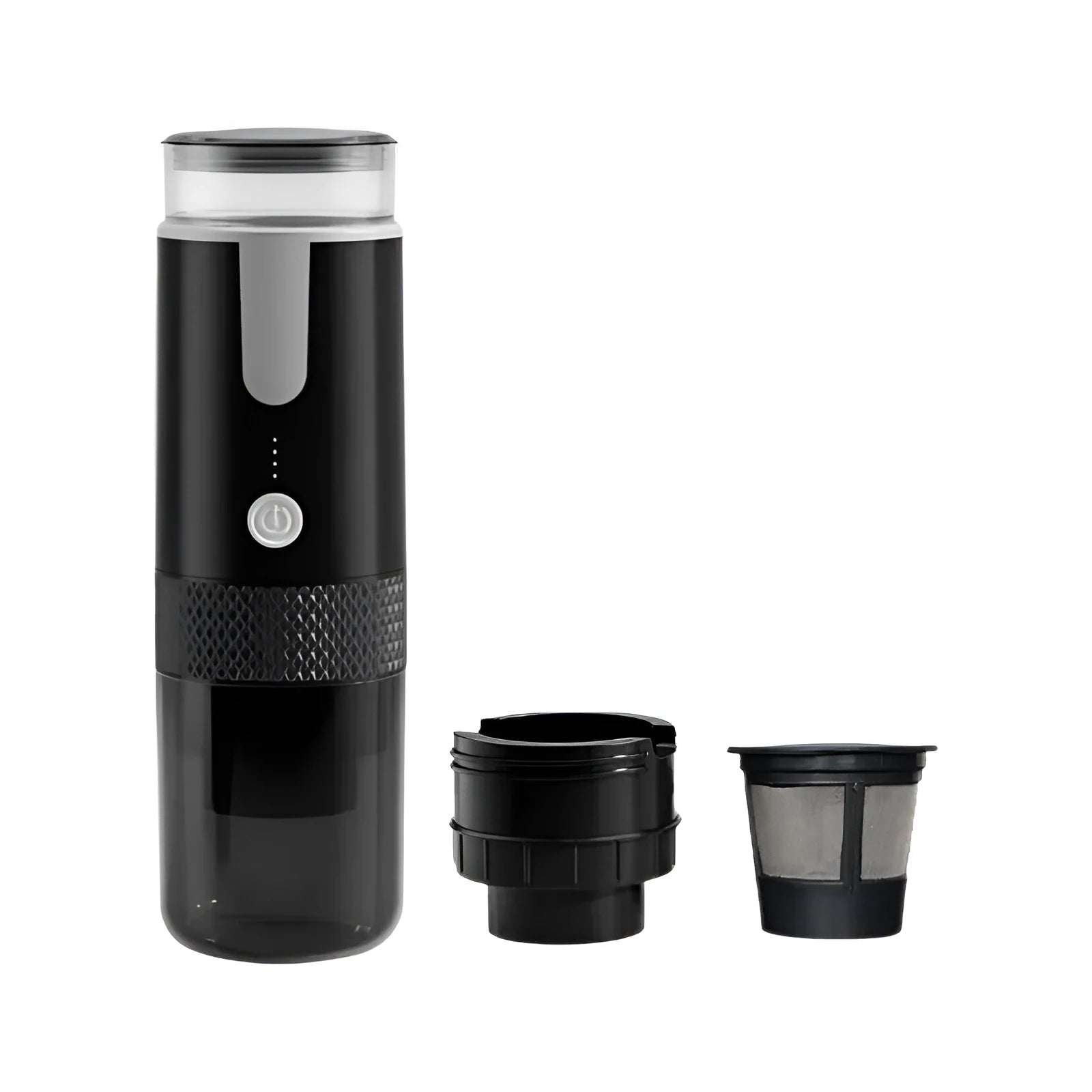 Black portable K-Cup coffee machine for vehicle use and outdoor camping