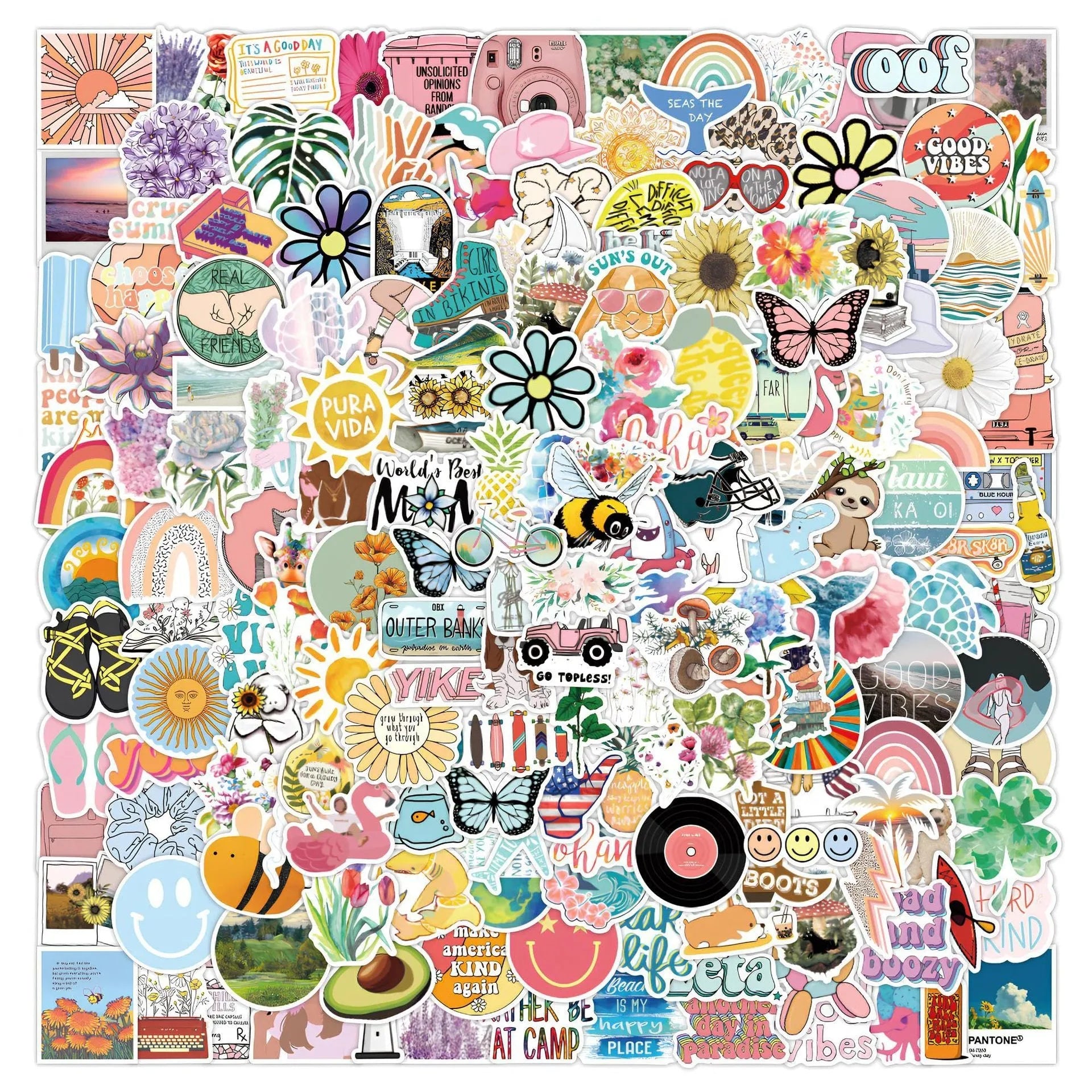 200-piece PVC waterproof style stickers for DIY luggage notebook decoration