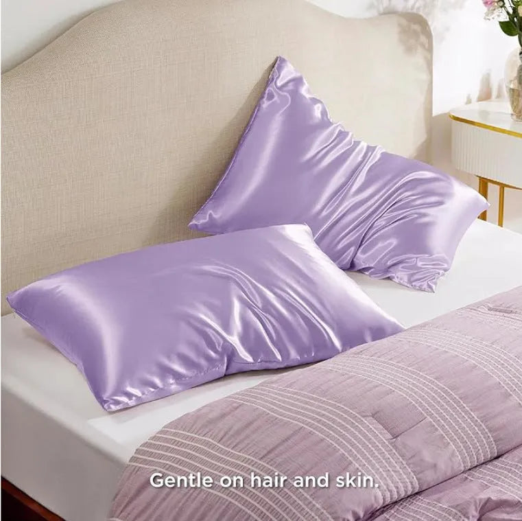 A pair of solid-colour satin cloth pillowcases in one of 13 available colours, shown in a standard pillow size.