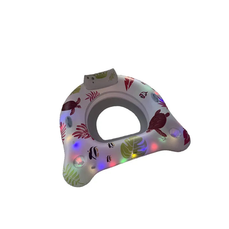 White U-shaped luminous inflatable pool float seat on water