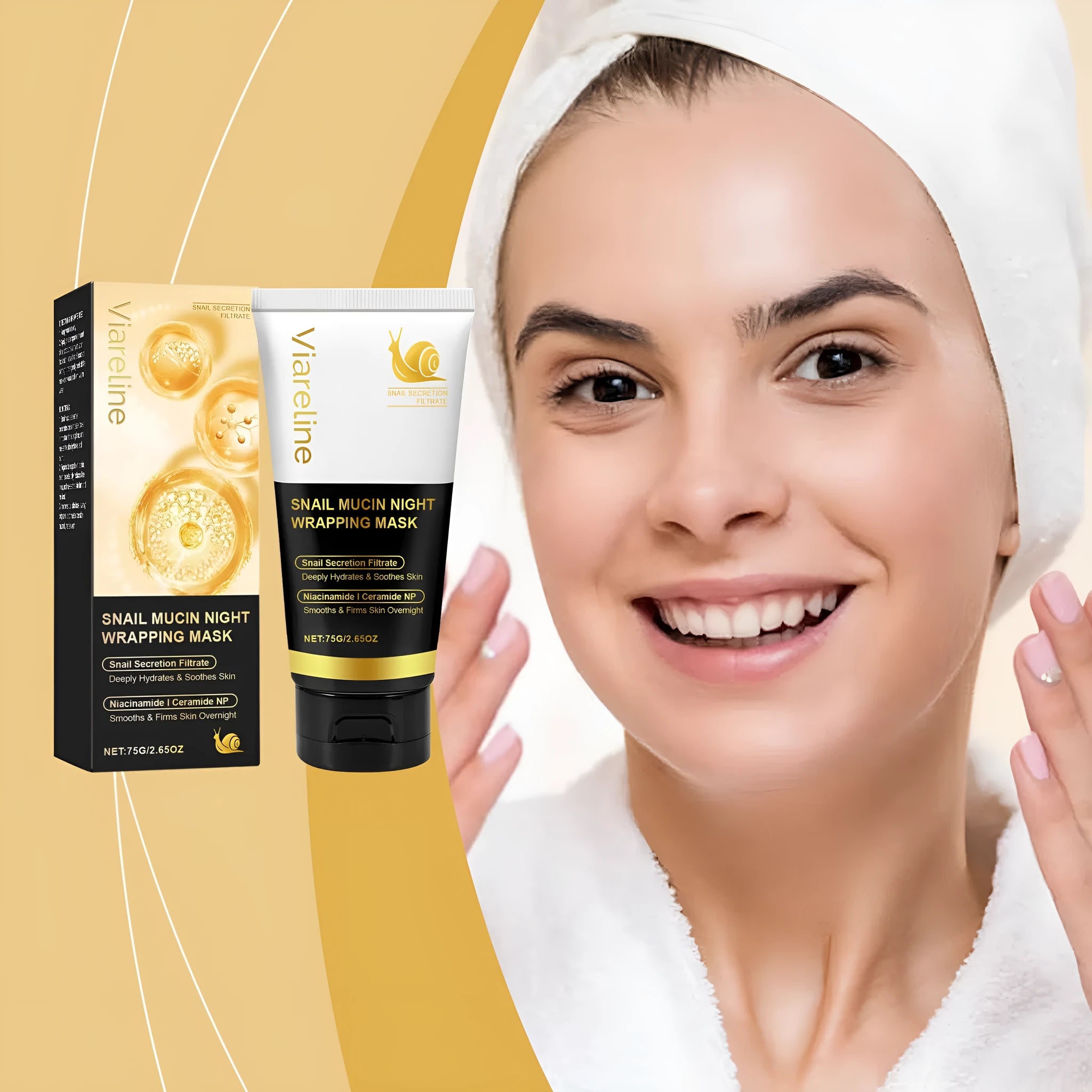 Snail mucus nourishing face mask in 75g gel formula with snail secretion filtrate and collagen