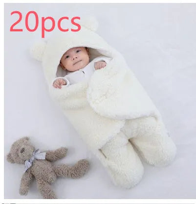 Cotton blend baby quilted sleeping bag wrapper in white plain pattern, 40x62cm size for 3 month old