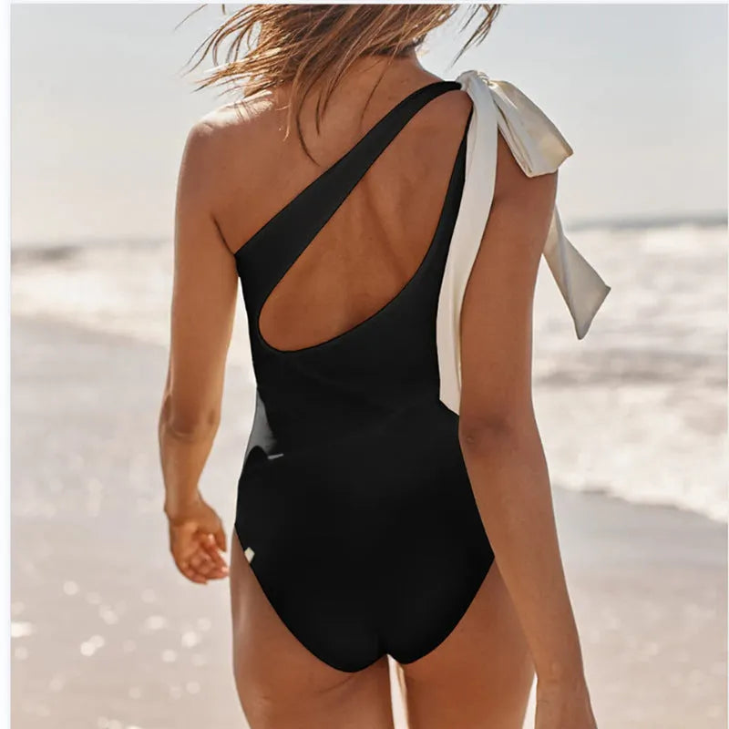 Solid colour backless one-piece swimsuit for women in Rose Red polyester available in sizes S M L