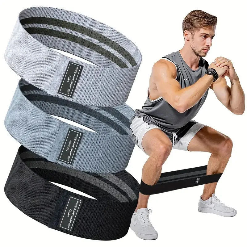 Nylon cloth resistance band for hip and leg exercises in light gray with cloth bag for storage