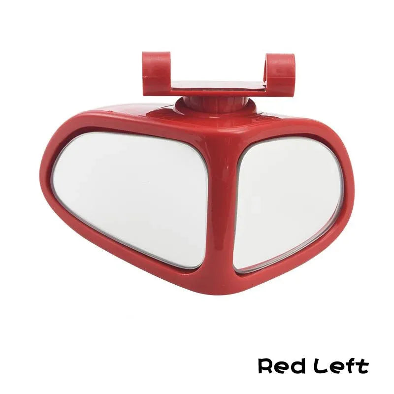 Small round adjustable car reversing mirror with adhesive back, shown in various colours.
