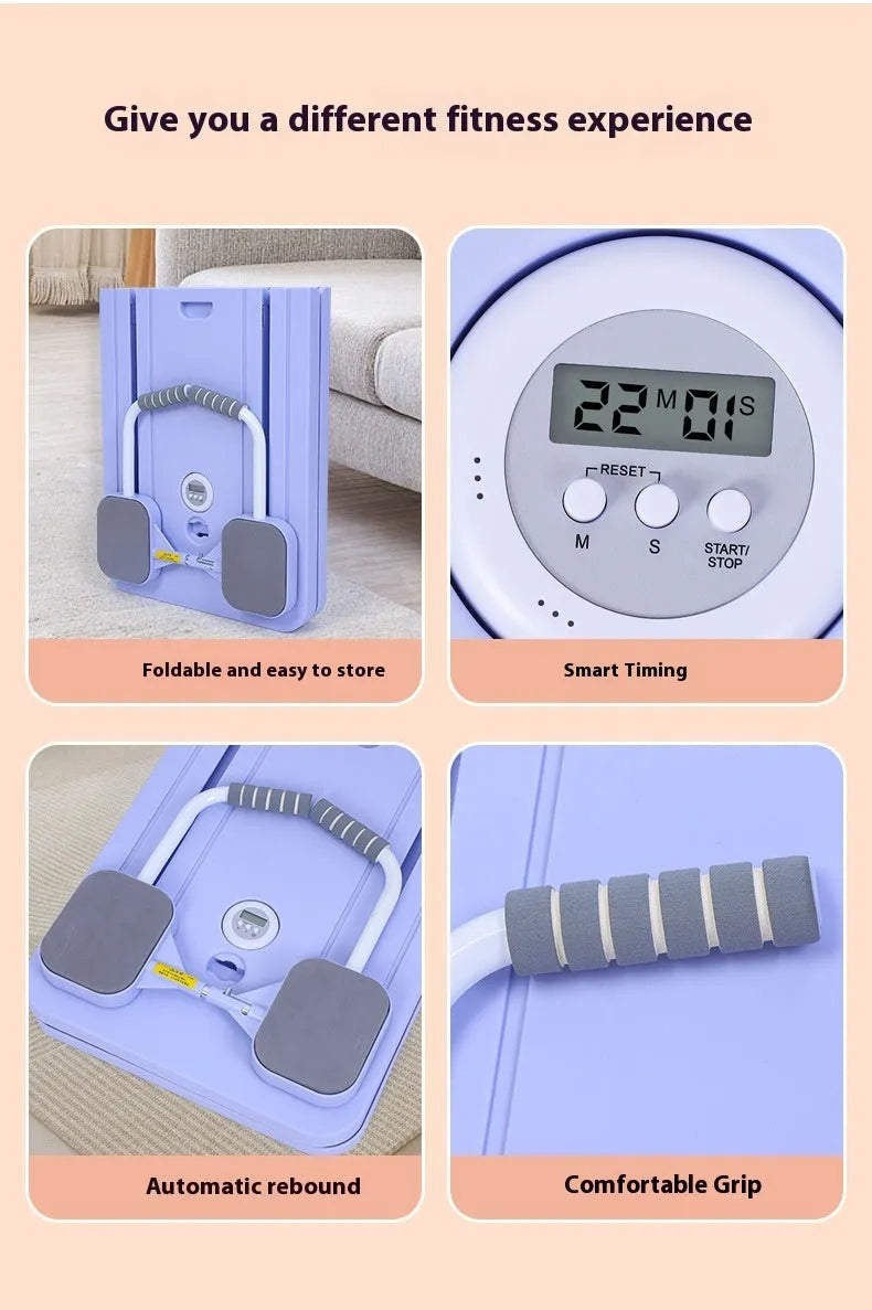 Multi-functional supine board in gray on floor for home abdominal exercise
