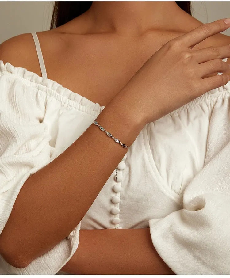 Platinum colourful devil's eye bracelet for women, silver electroplated finish, cold wind style, clasp closure
