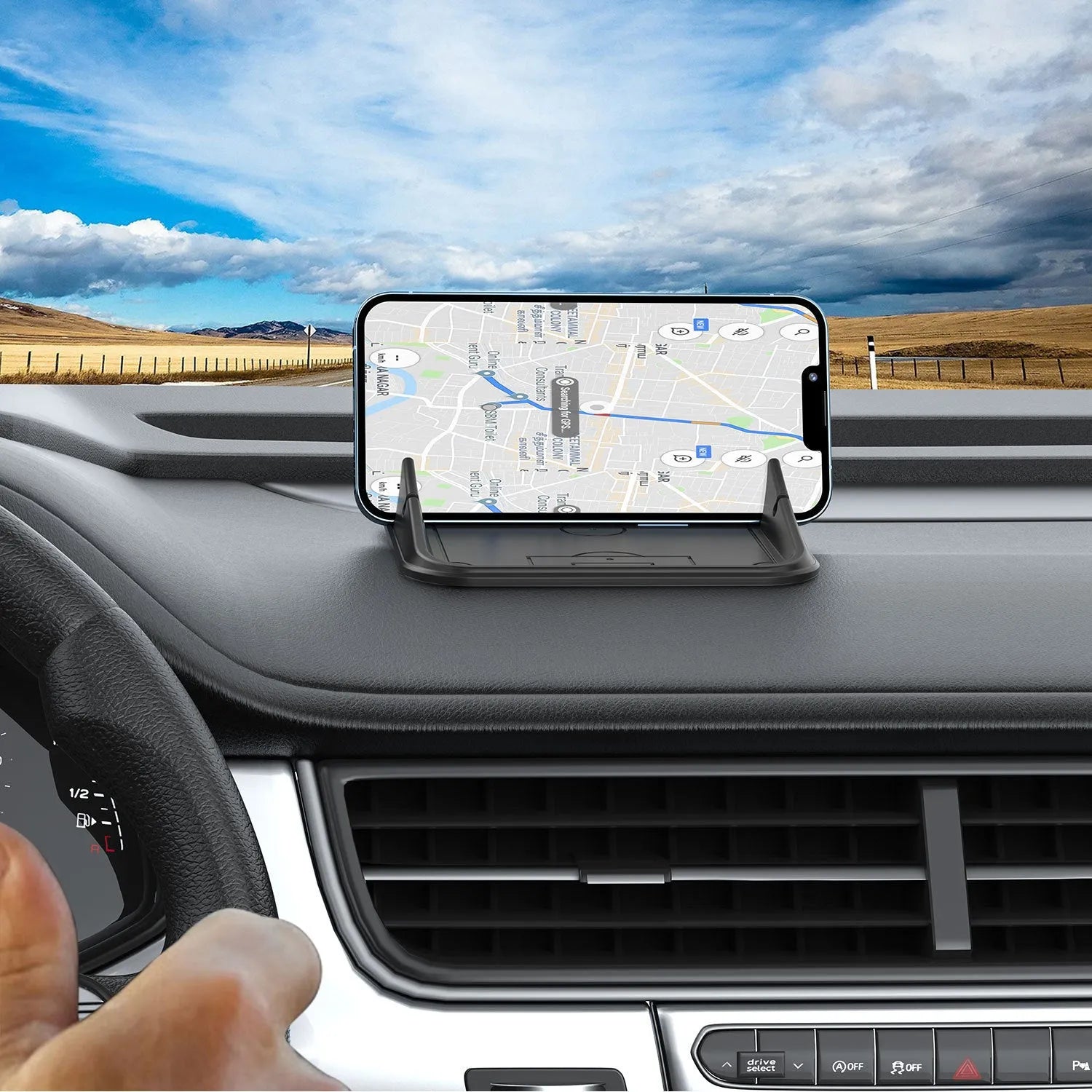Silicone automobile phone holder in Peak-X5 colour for car and desktop mobile device mounting