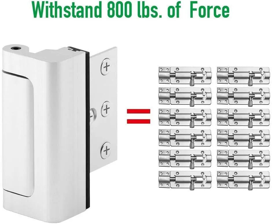 Silver aluminium alloy child safety door reinforced lock with 3 inch stop for American style doors