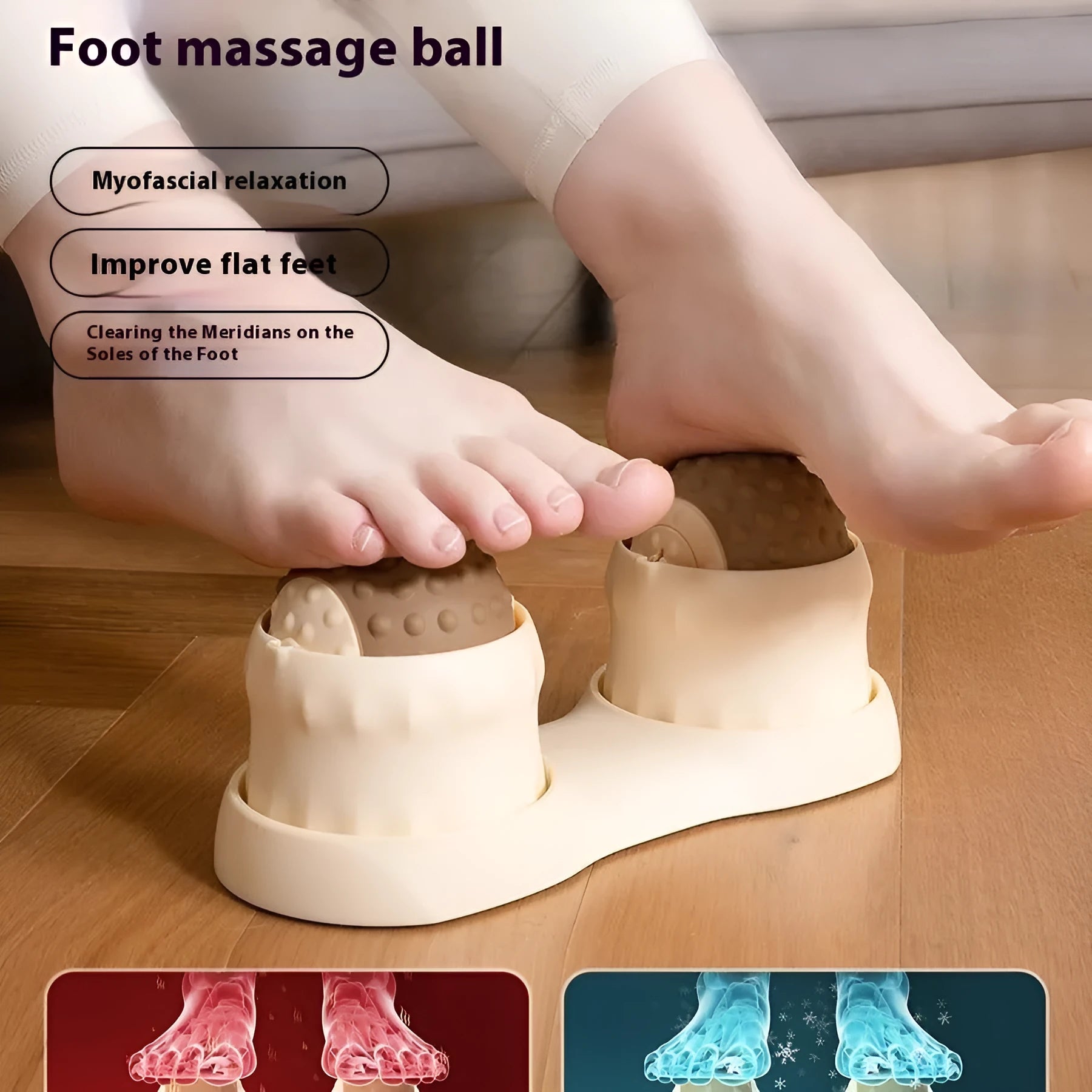 Massage ball set with cold and hot compress function in caramel mocha and green colours