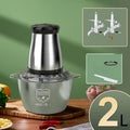 2L stainless steel semi-automatic meat grinder with adjustable speed knob on countertop