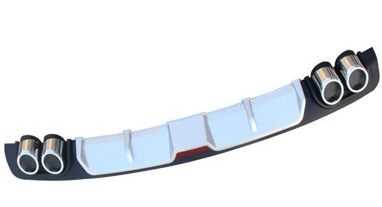 PP plastic rear bumper spoiler lip for cars in black or silver black, showing 118cm and 129cm length options