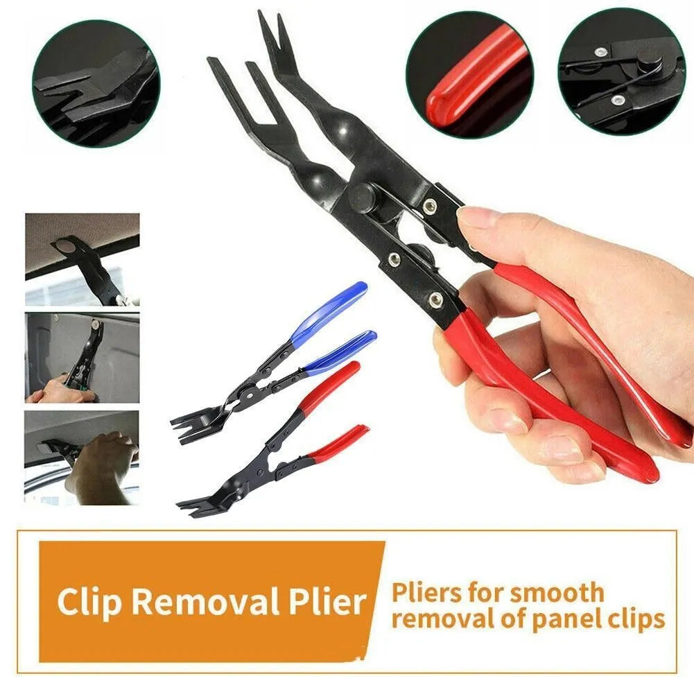 Blue automotive interior clamp removal pliers with 235mm steel construction