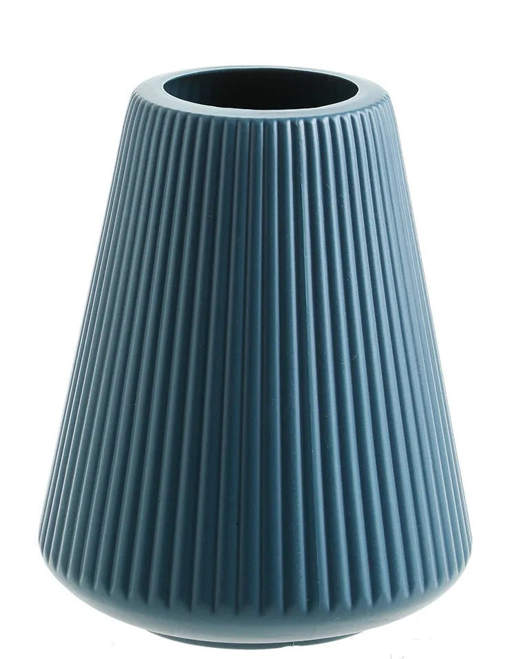 Melamine plastic decorative vase in blue, green, pink or white colours measuring 16cm by 20cm