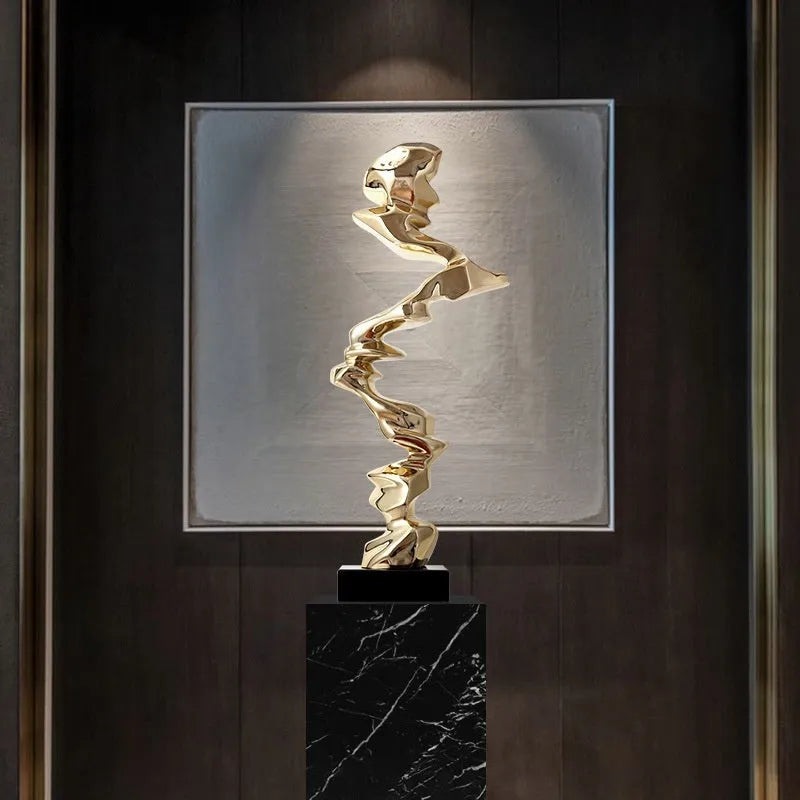 Abstract still life sculpture in natural resin with modern minimalist design for hallway hotel living room decor