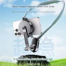 Magnetic neck strap mount with anti-shake for action camera and cell phone live streaming during cycling