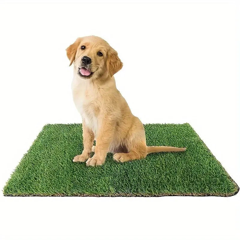 Washable artificial grass dog toilet training mat shown in small, medium, and large size options.
