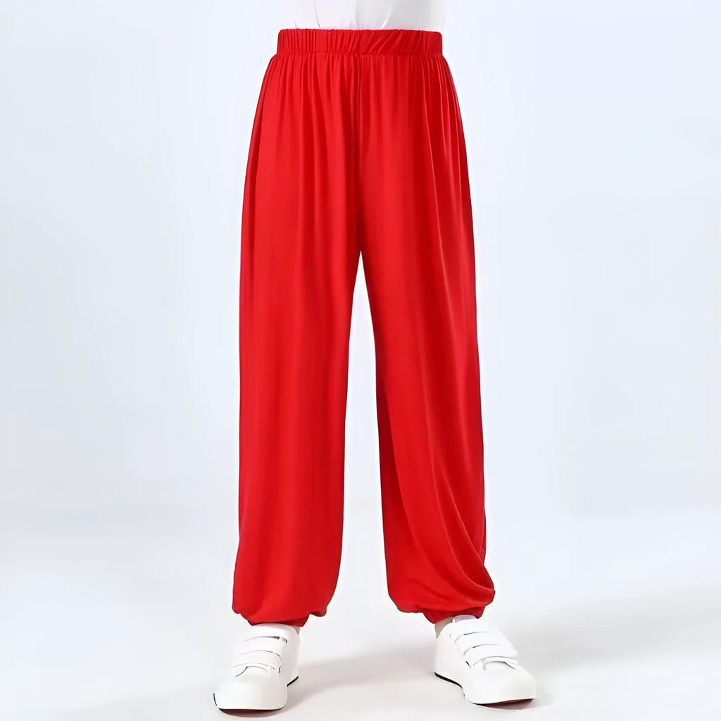 Children's black Sanda practice pants made from high elasticity Lycra fabric for martial arts training